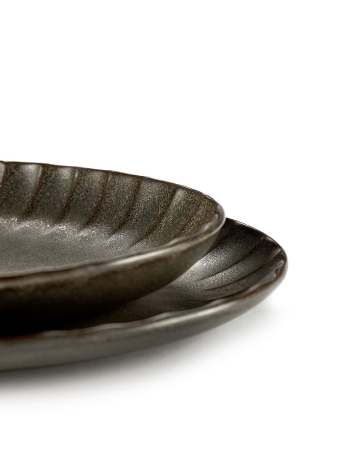 Inku oval serving bowl M 15.4x22 cm, Green Serax