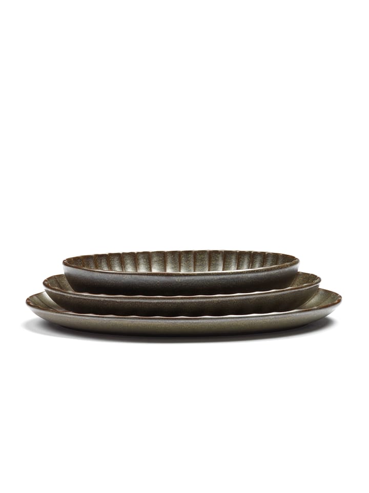 Inku oval serving bowl S 13x19 cm, Green Serax