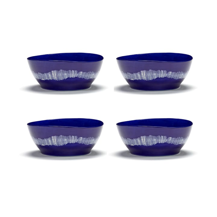 Ottolenghi Feast bowl L Ø17 cm 4-pack, Dark blue stripes-white Serax