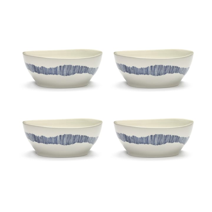 Ottolenghi Feast bowl L Ø17 cm 4-pack, White-stripes blue Serax