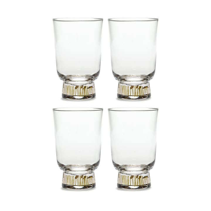 Ottolenghi Feast drinking glass 33 cl 4-pack - Stripes gold - Serax