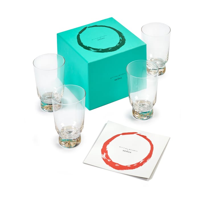 Ottolenghi Feast drinking glass 33 cl 4-pack, Stripes gold Serax