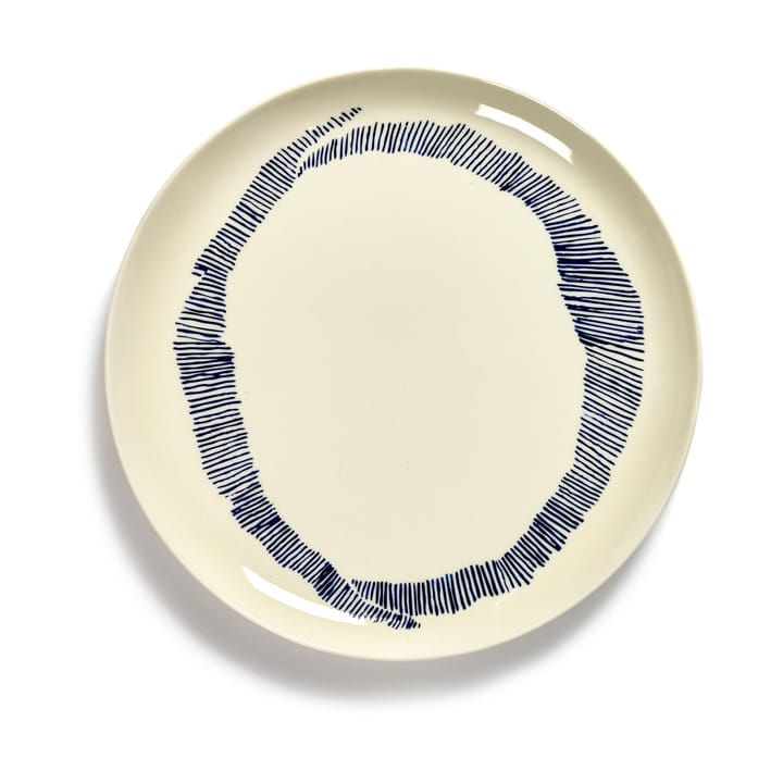 Ottolenghi Feast plate L Ø26 cm 2-pack, White stripes-blue Serax