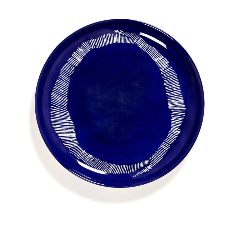 Ottolenghi Feast plate M Ø22,5 cm 2-pack, Dark blue stripes-white Serax