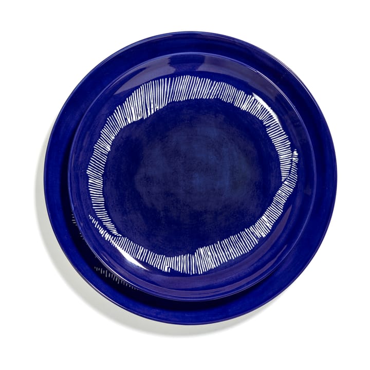 Ottolenghi Feast plate M Ø22,5 cm 2-pack, Dark blue stripes-white Serax