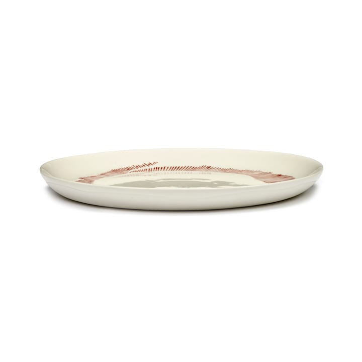 Ottolenghi Feast plate M Ø22,5 cm 2-pack, White stripes-red Serax