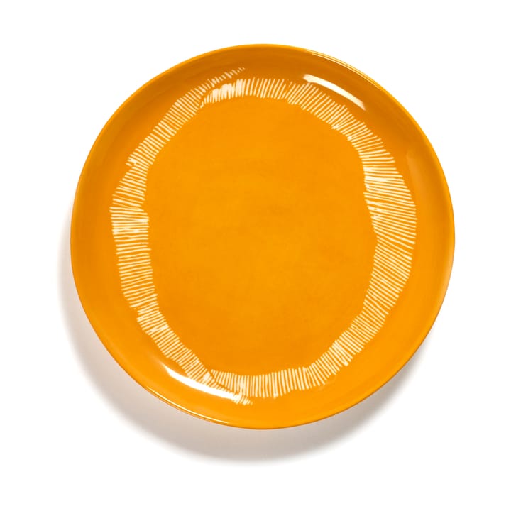 Ottolenghi Feast plate M Ø22,5 cm 2-pack, Yellow stripes-white Serax