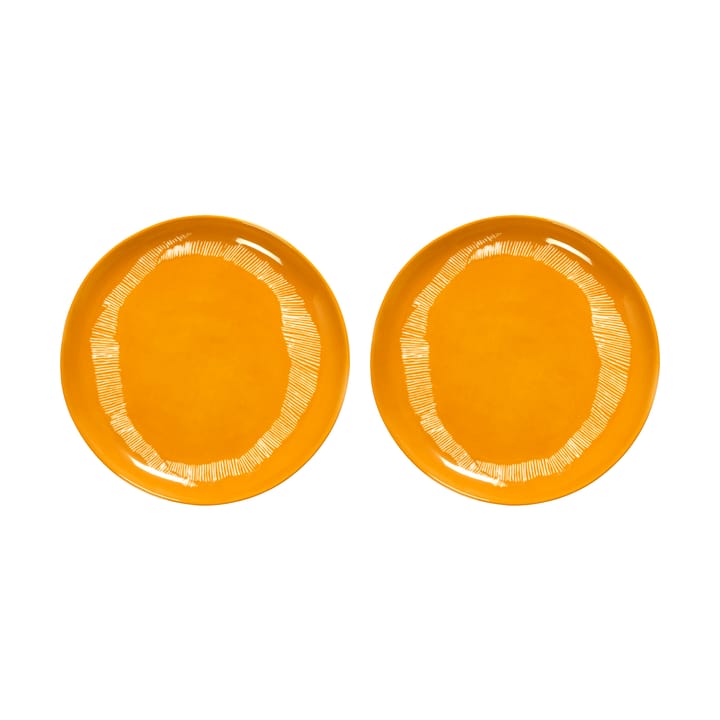 Ottolenghi Feast plate M Ø22,5 cm 2-pack - Yellow stripes-white - Serax