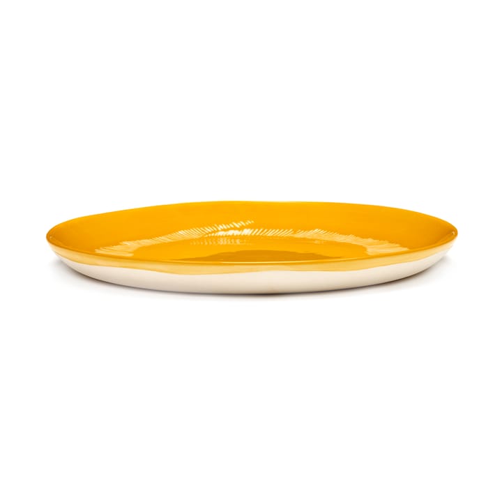 Ottolenghi Feast plate M Ø22,5 cm 2-pack, Yellow stripes-white Serax