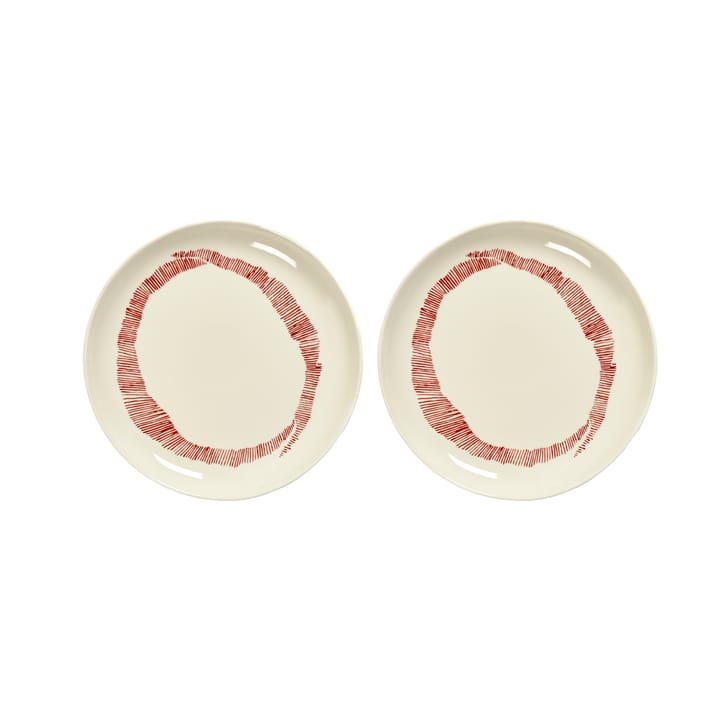 Ottolenghi Feast plate S Ø19 cm 2-pack - White stripes-red - Serax