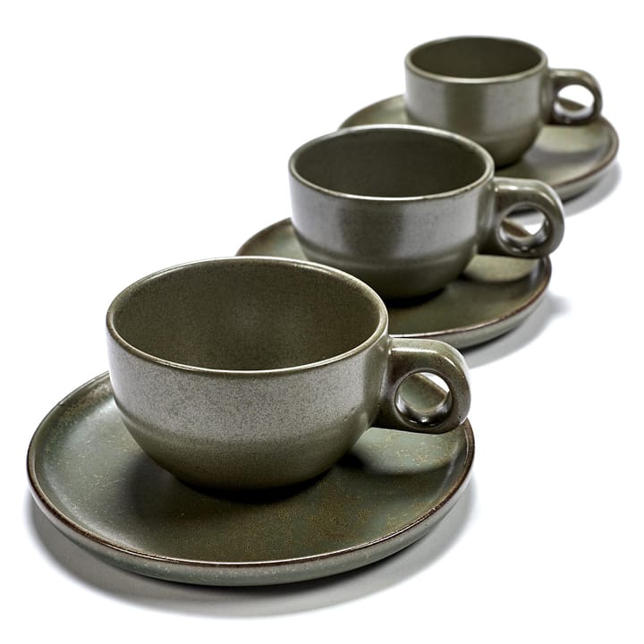 Surface cappuccino cup with saucer 23 cl, camogreen Serax