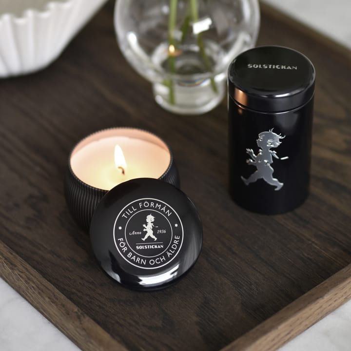 Solstickan gift box scented candles + matchstick tube, Black-scented candle cedarwood Solstickan Design