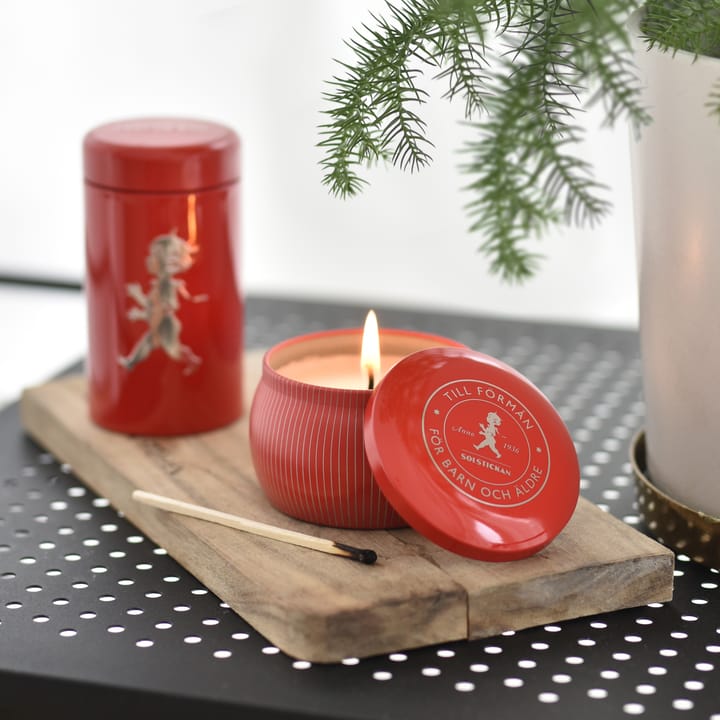 Solstickan gift box scented candles + matchstick tube, Red-scented candle cinnamon & orange Solstickan Design