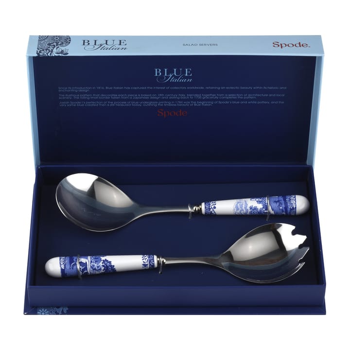 Blue Italian salad cutlery 2 pieces, Ceramic-stainless steel Spode