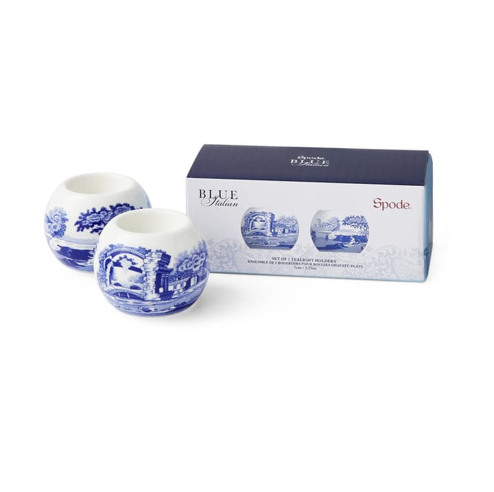 Blue Italian tealight holder 2-pack - Blue-white - Spode