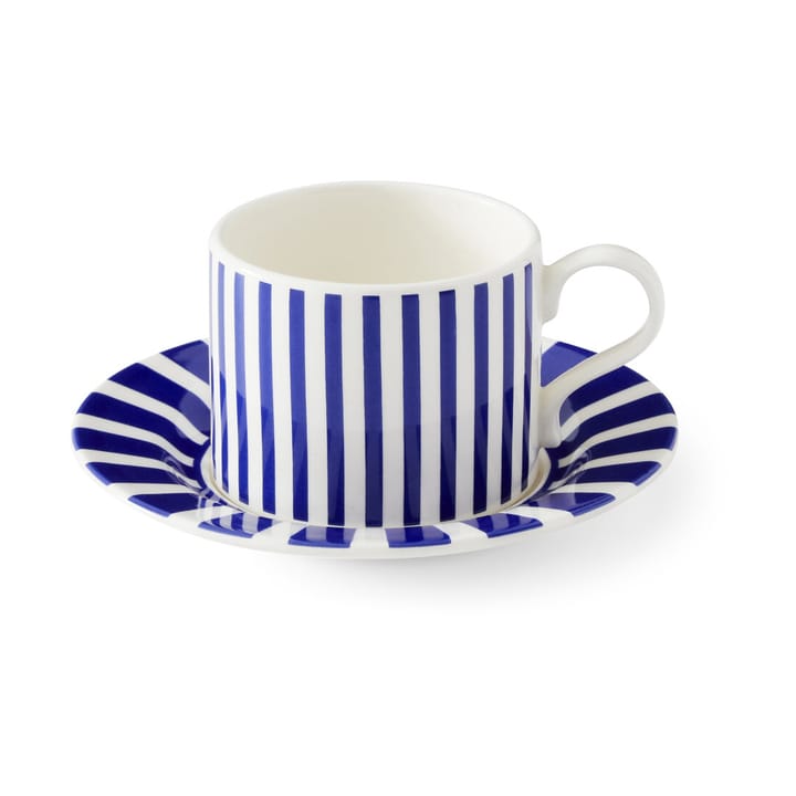 Steccato tea mug 29 cl and saucer Ø15.5 cm, Blue-white Spode