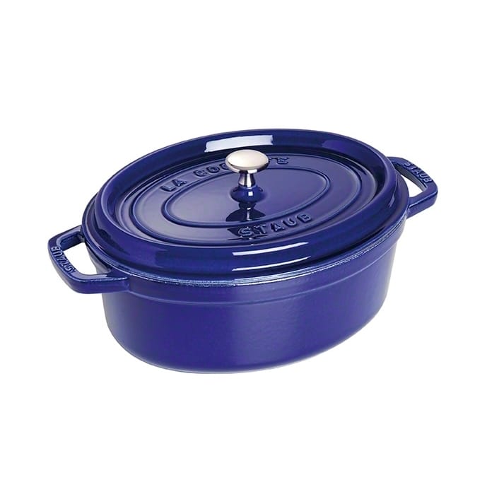 Staub oval casserole dish. Three layers of enamel 4.2 l, dark blue STAUB