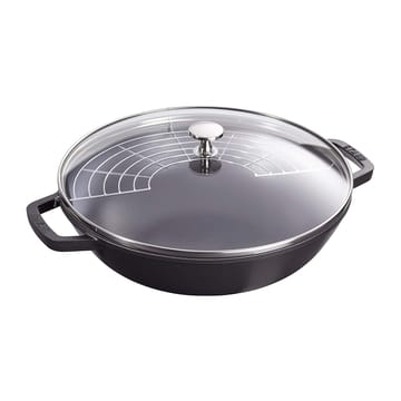 Wok with glass lid Ø30 cm 4.4 L - Black - STAUB