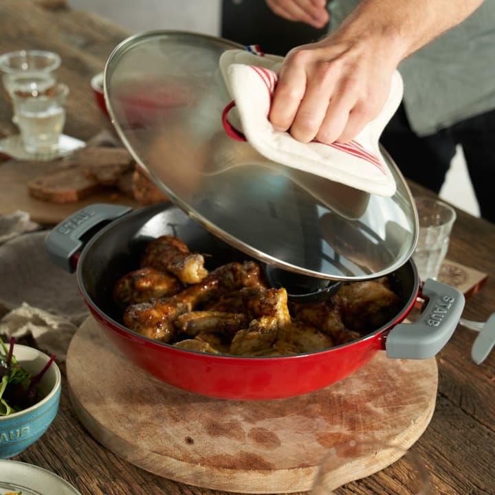 Wok with glass lid Ø30 cm 4.4 L, Red STAUB