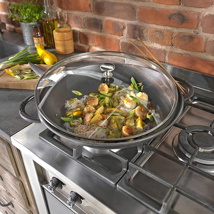 Wok with glass lid Ø37 cm 5.7 L, grey STAUB