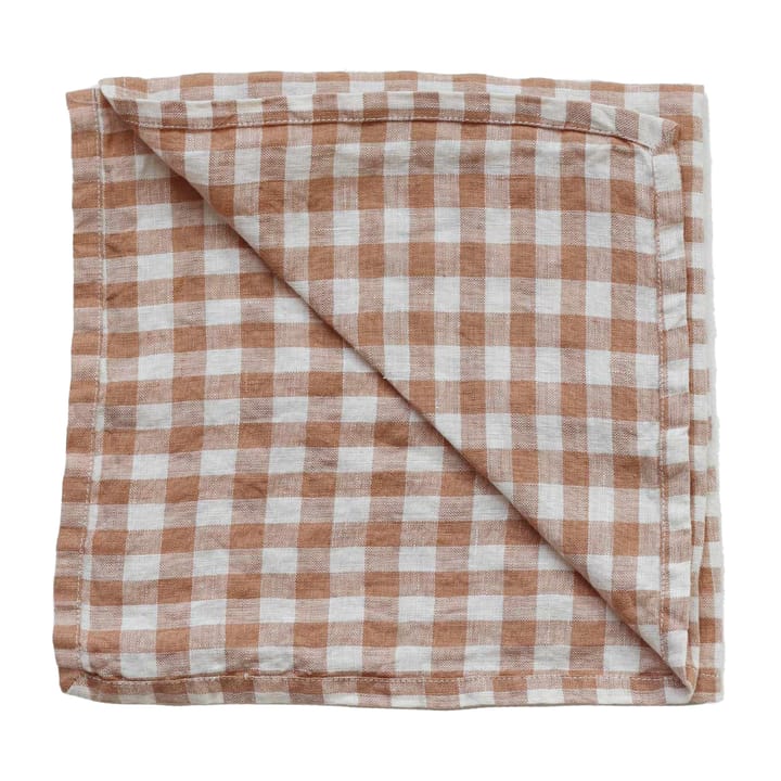 Gingham checkered linen napkin 45x45 cm - Biscuit - Tell Me More