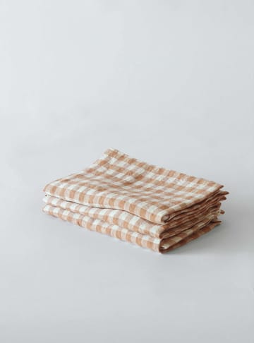 Gingham checkered linen napkin 45x45 cm - Biscuit - Tell Me More