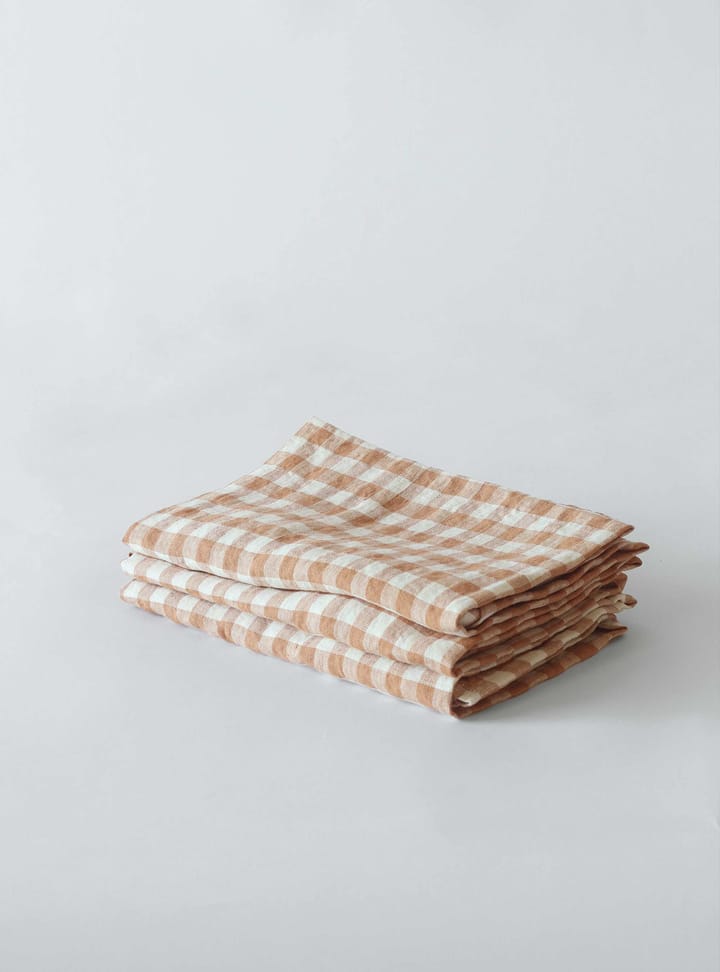 Gingham checkered linen napkin 45x45 cm, Biscuit Tell Me More