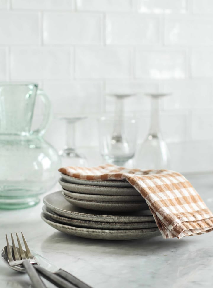 Gingham checkered linen napkin 45x45 cm, Biscuit Tell Me More