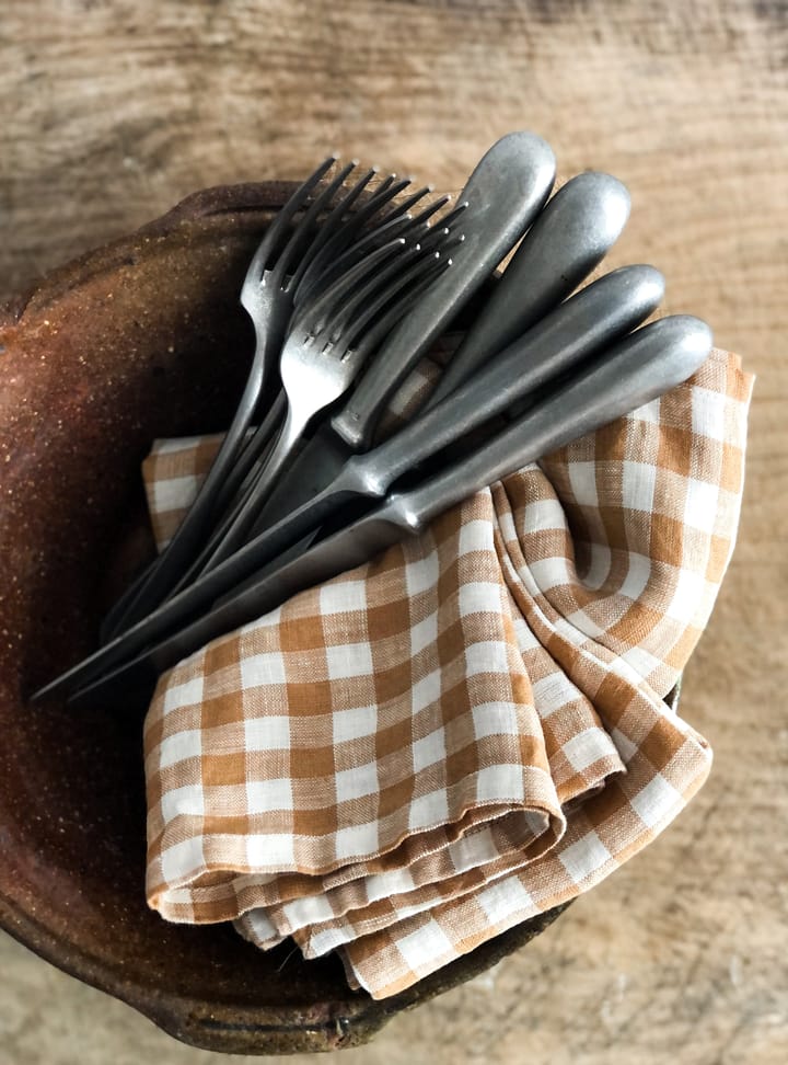 Gingham checkered linen napkin 45x45 cm, Biscuit Tell Me More