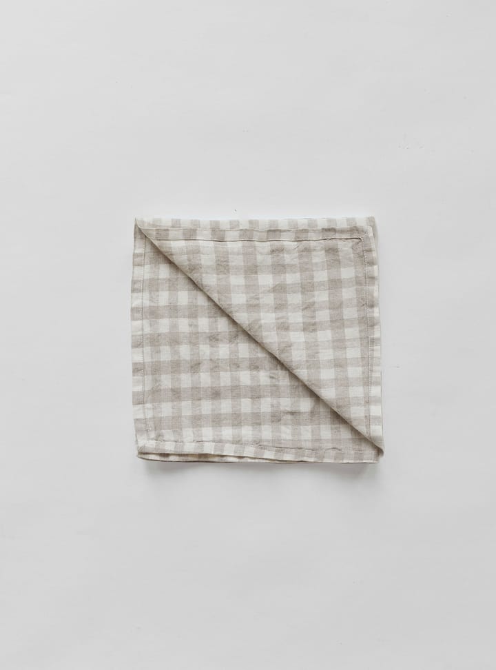 Gingham checkered linen napkin 45x45 cm, Natural Tell Me More