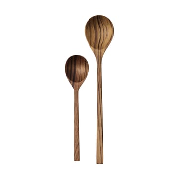 Teak serving spoons 2 pieces - Brown - Tell Me More