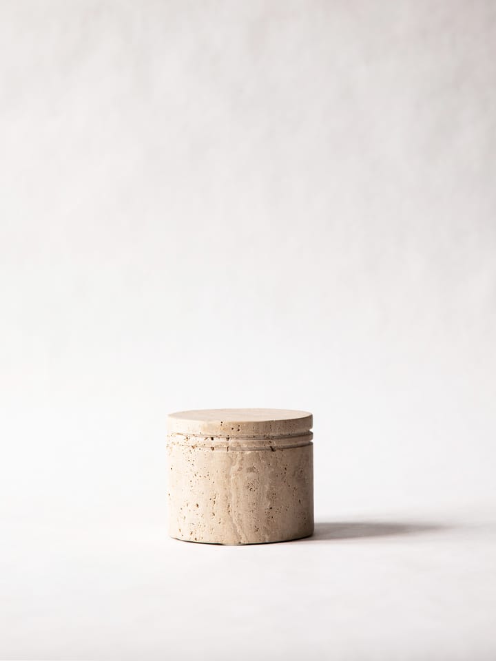 Travertine jar with lid, Ø13 cm Tell Me More