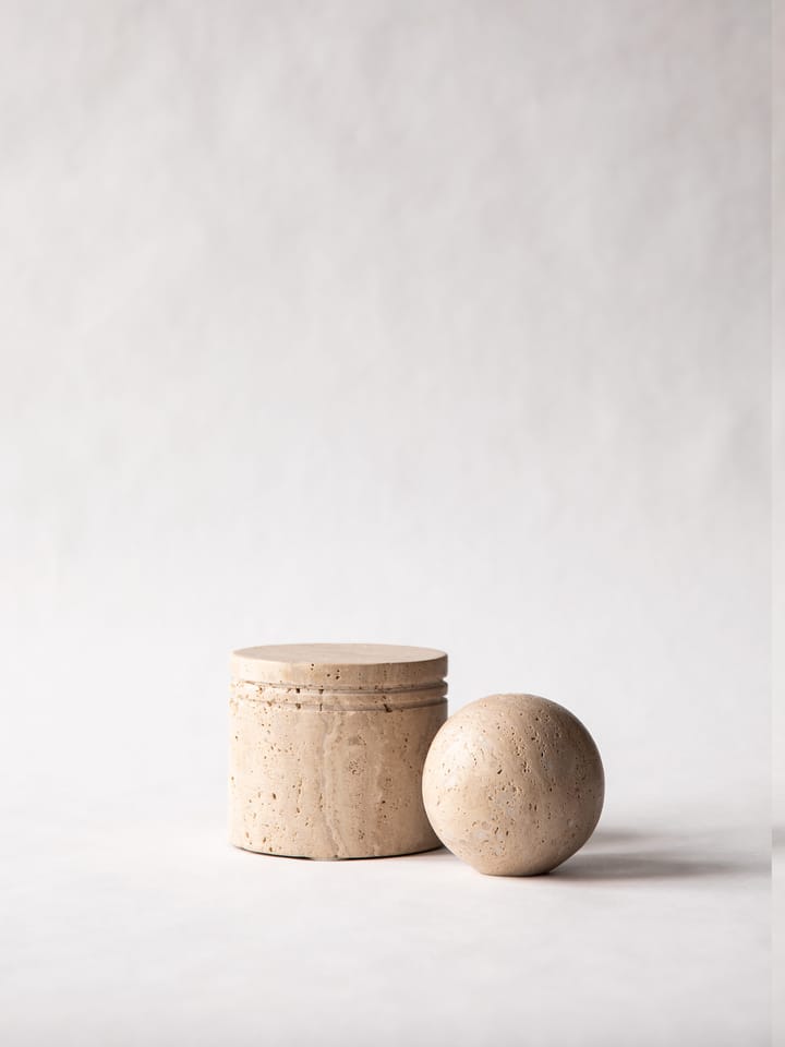 Travertine jar with lid, Ø13 cm Tell Me More