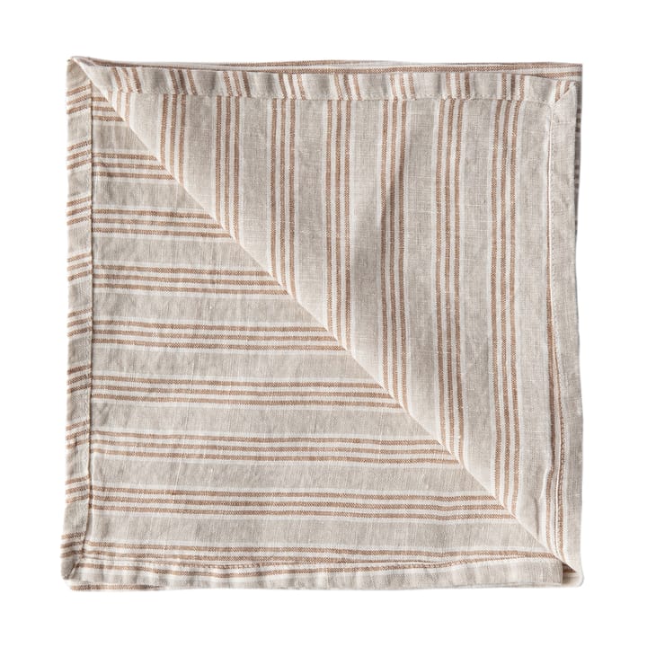 Washed linen napkin, Hazelnut stripe Tell Me More