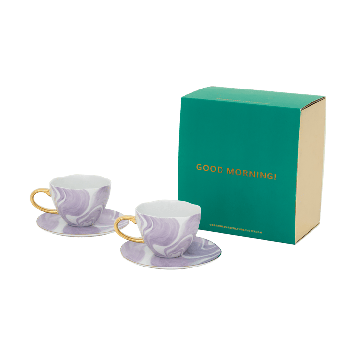 Good Morning gift set Cappuccino mug & saucer 2-pack, Valuri violet URBAN NATURE CULTURE