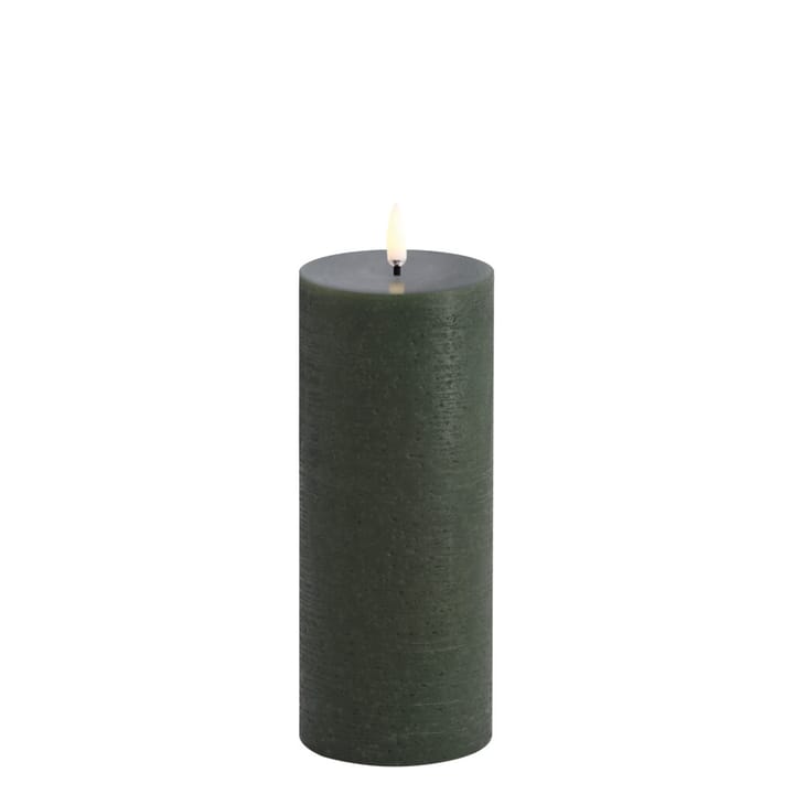 LED Pillar candle 7.8x20 cm Rustic, Olive green Uyuni Lighting