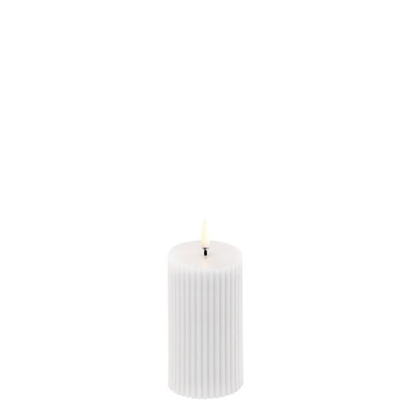 LED Pillar candle Ribbed 5.8x10 cm, White Uyuni Lighting