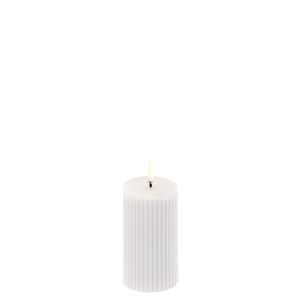 Uyuni Lighting LED Pillar candle Ribbed 5.8x10 cm White