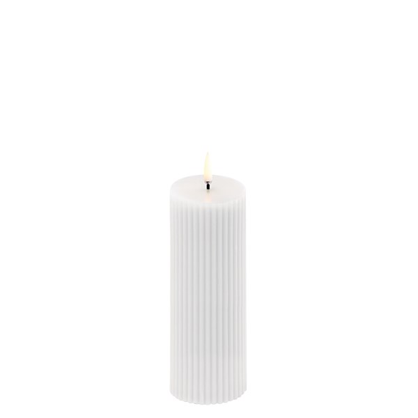 Uyuni Lighting LED Pillar candle Ribbed 5.8x15 cm White