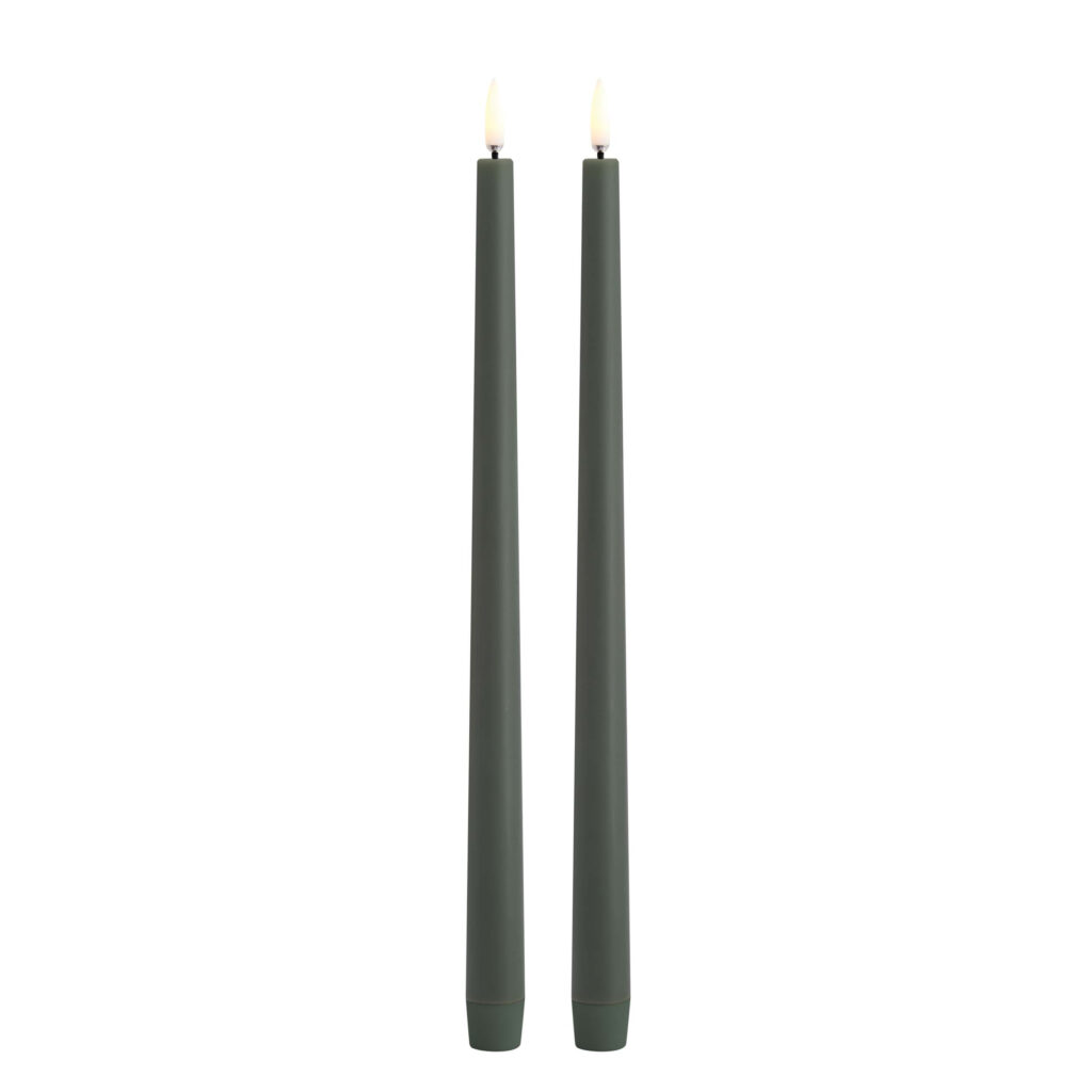 Uyuni Lighting LED Taper candles Slim 2-pack 2.3x32 cm Olive green