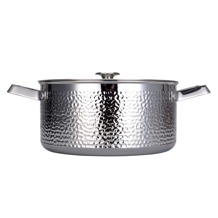 Kroma hammered chrome plated casserole pot with lid, Pixel. 4 L Vargen & Thor