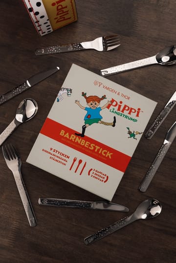 Lupo Pippi children's cutlery 9 pieces - Silver - Vargen & Thor