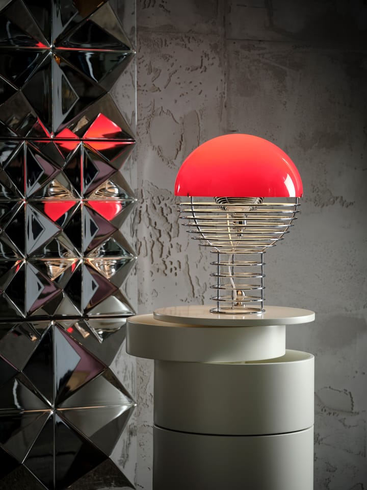 Wire table lamp Ø30 cm, Chrome-red Verpan