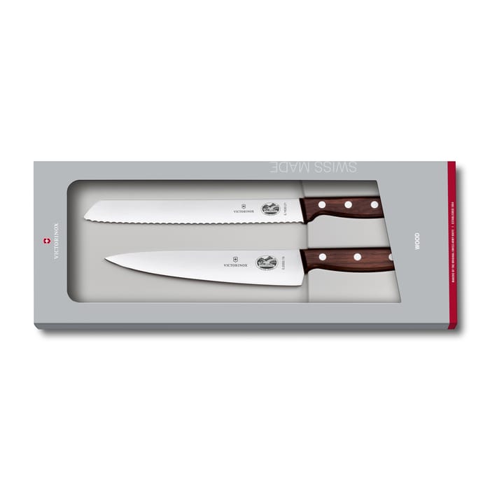 Wood knife set bread knife & knife, Stainless steel-maple Victorinox