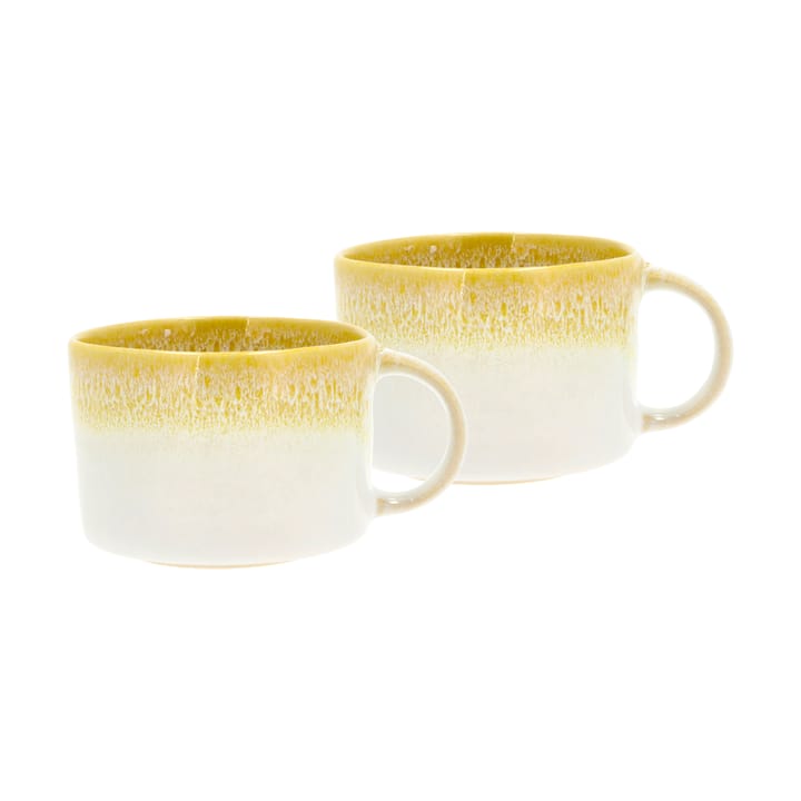 Styles mug with handle 16 cl 2-pack, Yellow-cream white Villa Collection