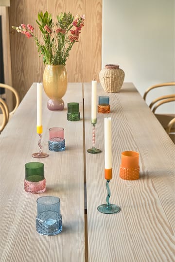 Styles tealight holder Ø7.7x10 cm - Blue-amber - Villa Collection