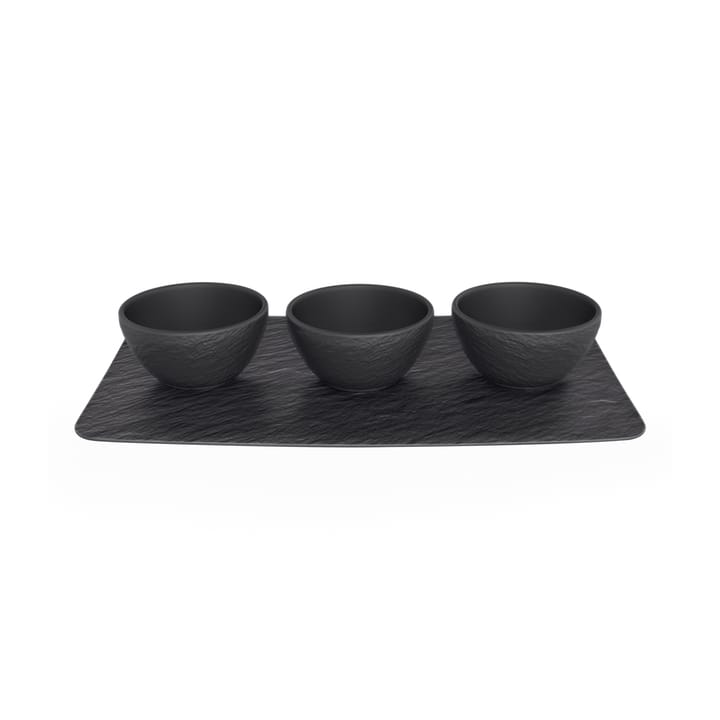 Manufacture Rock dipping bowl 3 st with tray, Black Villeroy & Boch