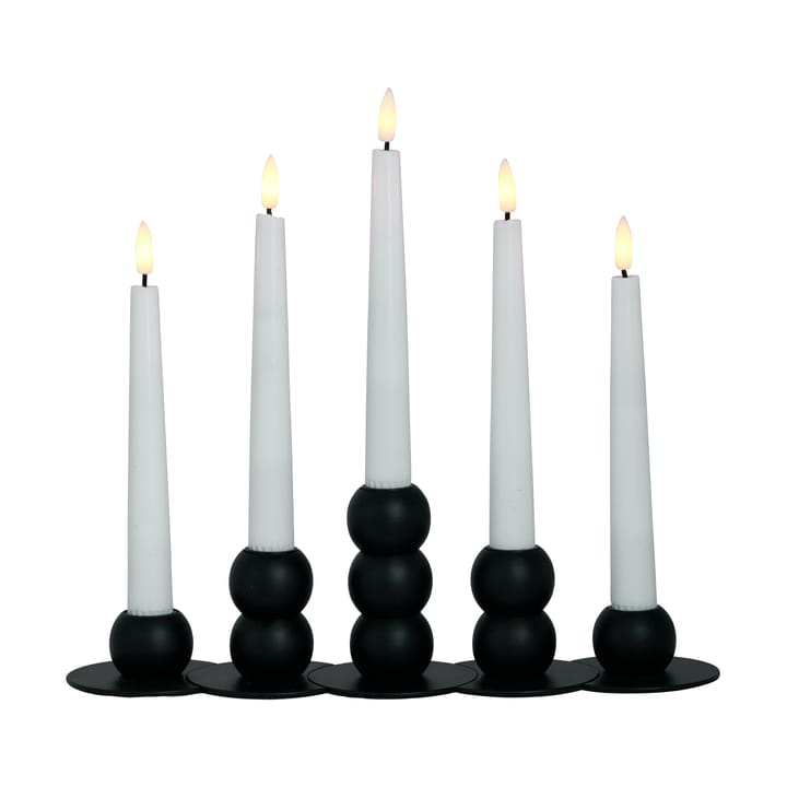 Lykke combinable candle sticks incl. 5 pcs LED-light, Black Watt & Veke