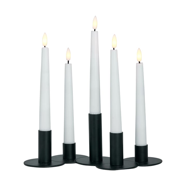 Lykke combinable candle sticks incl. 5 pcs LED-light, Black Watt & Veke