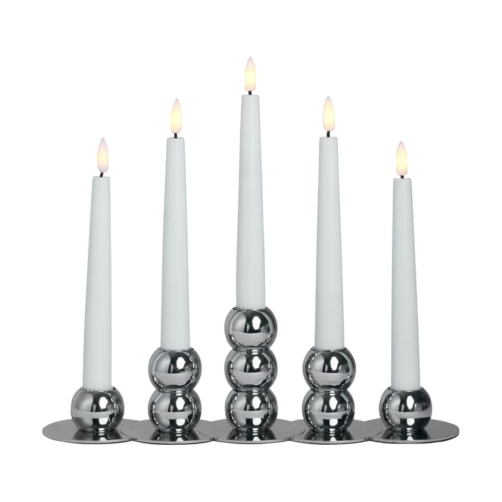 Lykke combinable candle sticks incl. 5 pcs LED-light, Chrome Watt & Veke